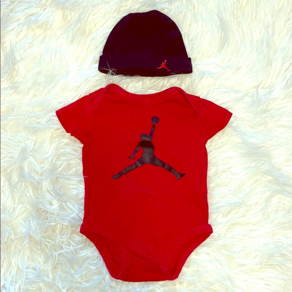 Air Jordan infant 3-6 months onesie & beanie
